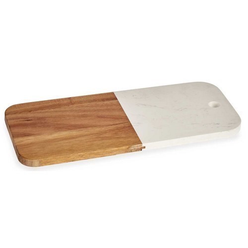 TABLA CORTAR KINVARA MADERA/MARMOL BLANCO 38X18CMS